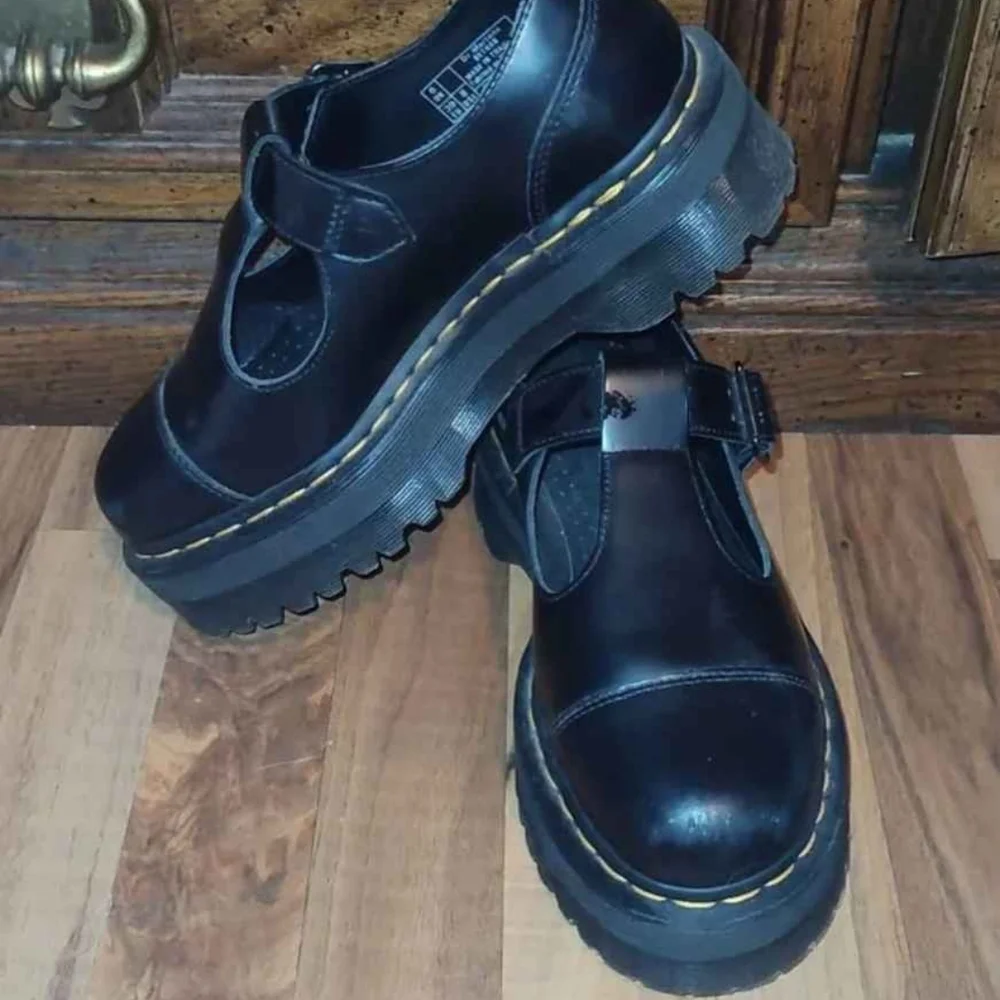 Dr. Martens Bethan Polished Smooth Leather Platform Shoes - Picture 1 of 5
